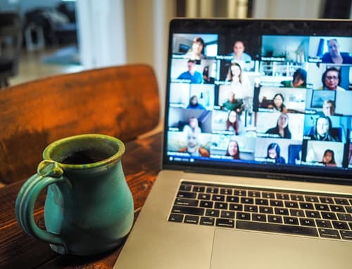 Laptop showing a video conference call